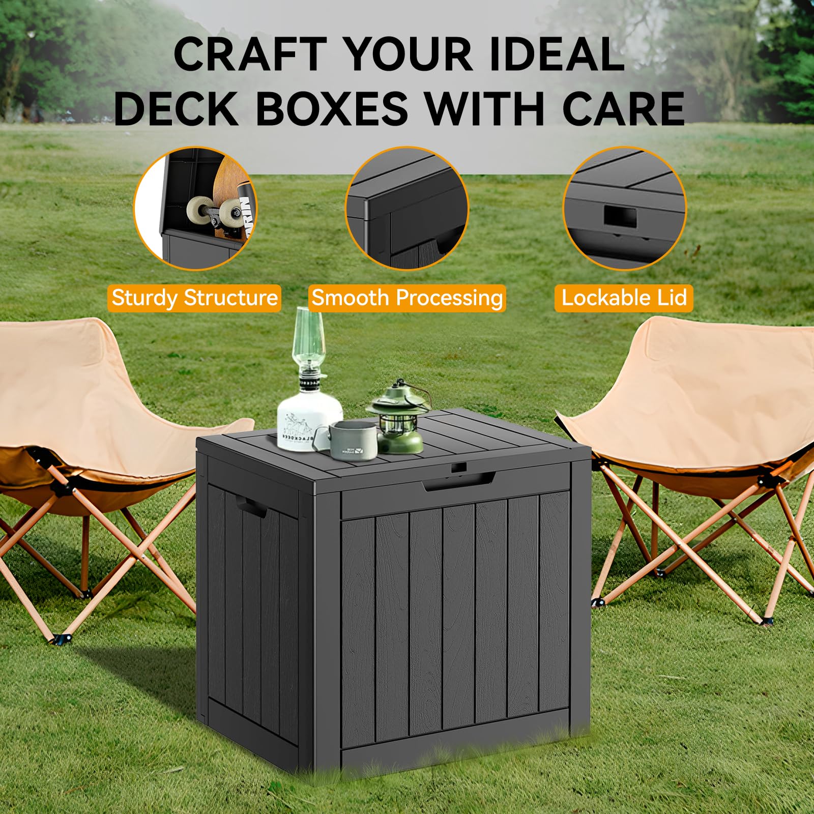 32 Gallon Waterproof Deck Box - Lockable Outdoor Storage for Garden Tools, Pool Accessories, Patio Furniture & Cushions | Durable Resin Indoor/Outdoor Storage Bench for Backyard, Poolside & Patio Organization