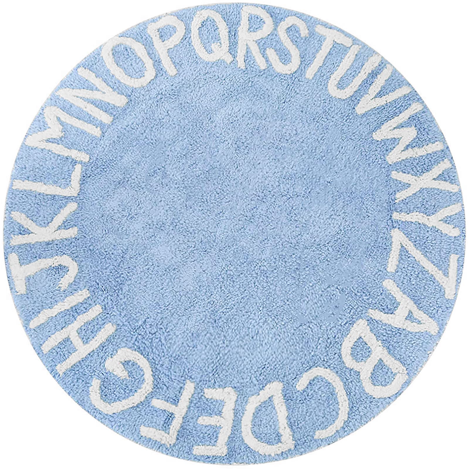 ABC Alphabet Rug for Kids Room - Neutral Cotton Circle Nursery Rug for Baby Boy & Girl, 47