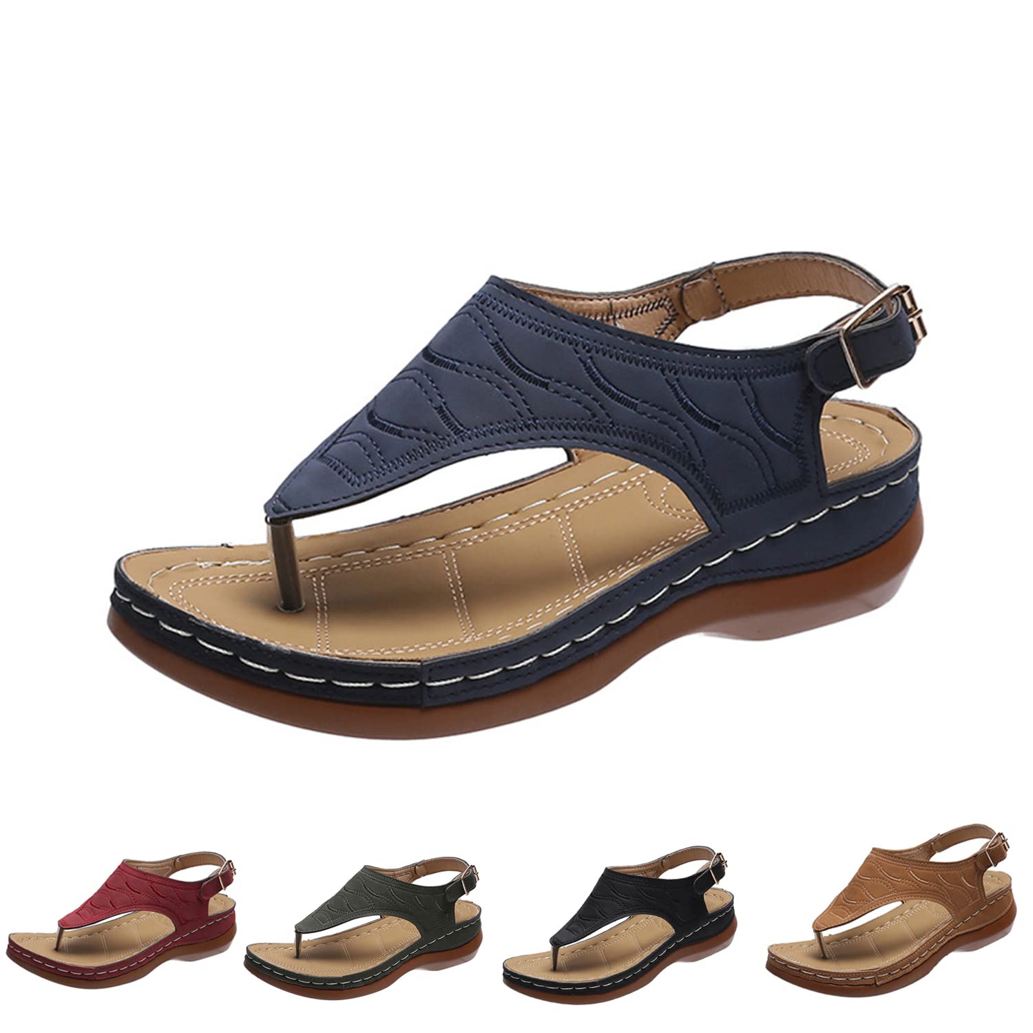 Dimleen Orthopedic Sandals for Women - Comfortable Orthotic Sandals with Arch Support - Best Summer Walking Sandals for Plantar Fasciitis, Flat Feet & Foot Pain Relief - Perfect for Beach, Travel & Everyday Wear