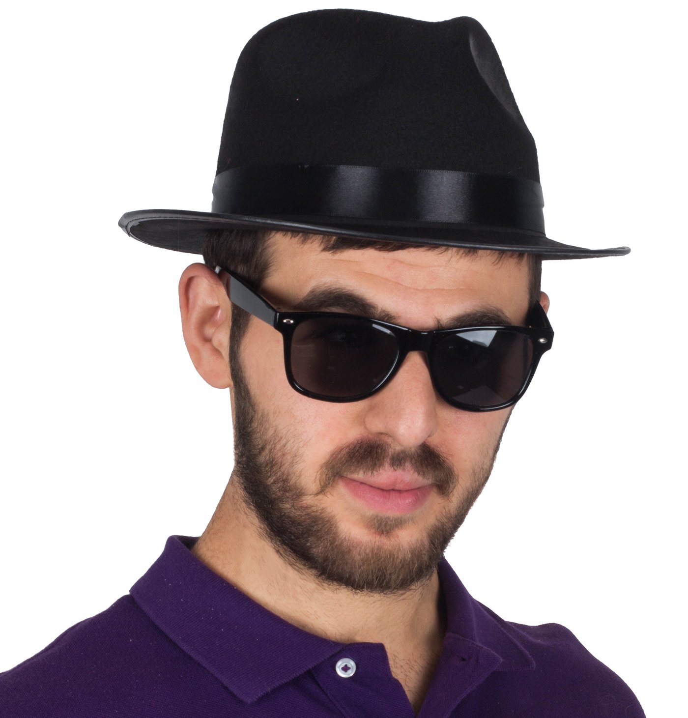 Stylish Black Fedora Gangster Hat & Wayfarer Sunglasses Set - Perfect for Halloween, Costume Parties, and Themed Events