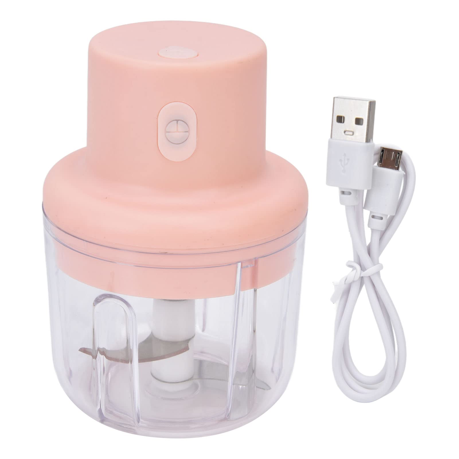 USB Rechargeable Mini Food Chopper - 250ML Cordless Electric Garlic Grinder & Vegetable Processor for Ginger, Onion, Meat - Portable 45W Small Blender for Kitchen, Camping & Travel - Pink