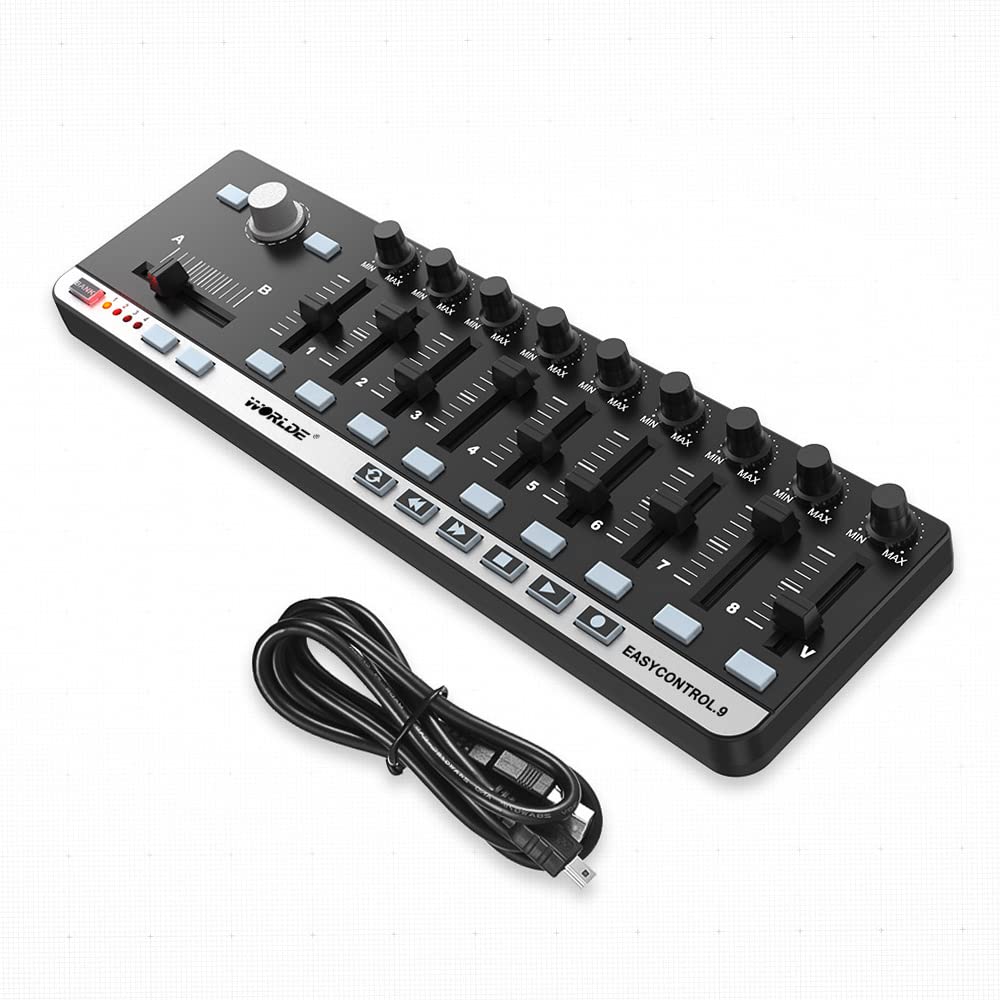 Btuty Portable Mini USB 9-Key Slim-Line MIDI Keyboard Controller - Perfect for Music Production, Live Performance & Studio Recording