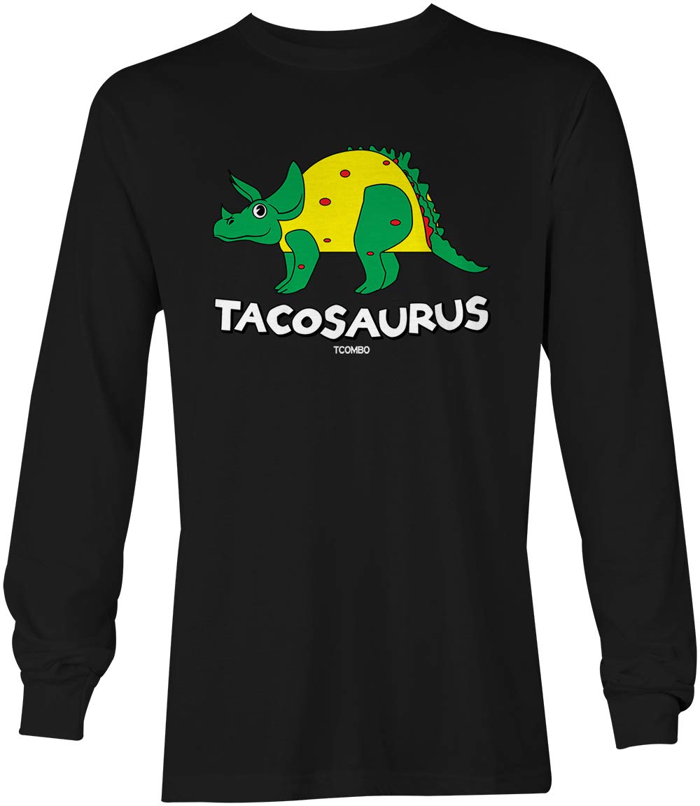 Dinosaur Taco Graphic Unisex Long Sleeve T-Shirt - Funny Foodie Apparel for Taco Lovers & Dino Fans - Perfect for Casual Wear, Costume Parties & Gifts