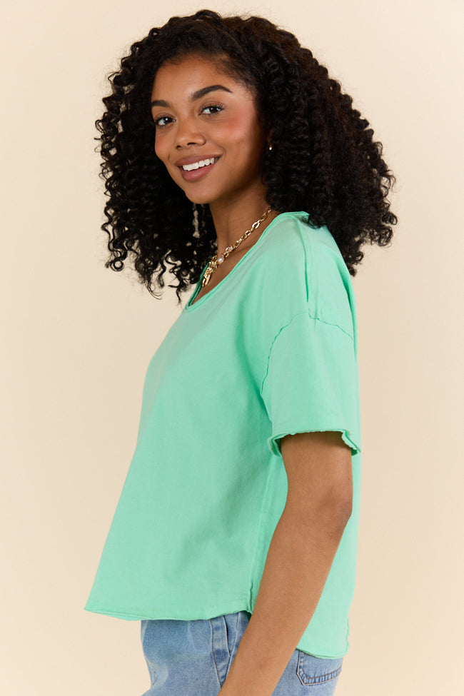 Firm Foundation Green Scoop Neck T-Shirt for Women - Soft Cotton Casual Tee | Perfect for Everyday Wear, Layering & Outfits