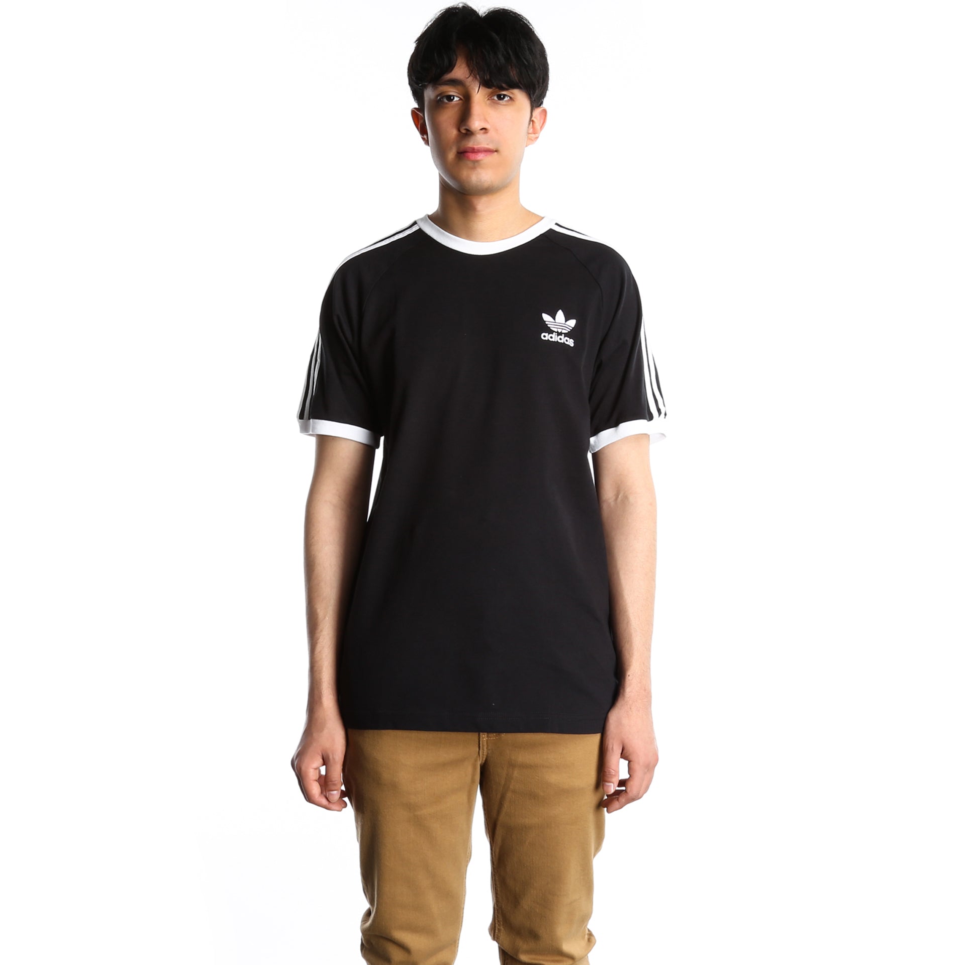 Adidas Men's 3 Stripes T-Shirt - Black | Casual Short Sleeve Cotton Tee for Gym, Workout & Everyday Wear