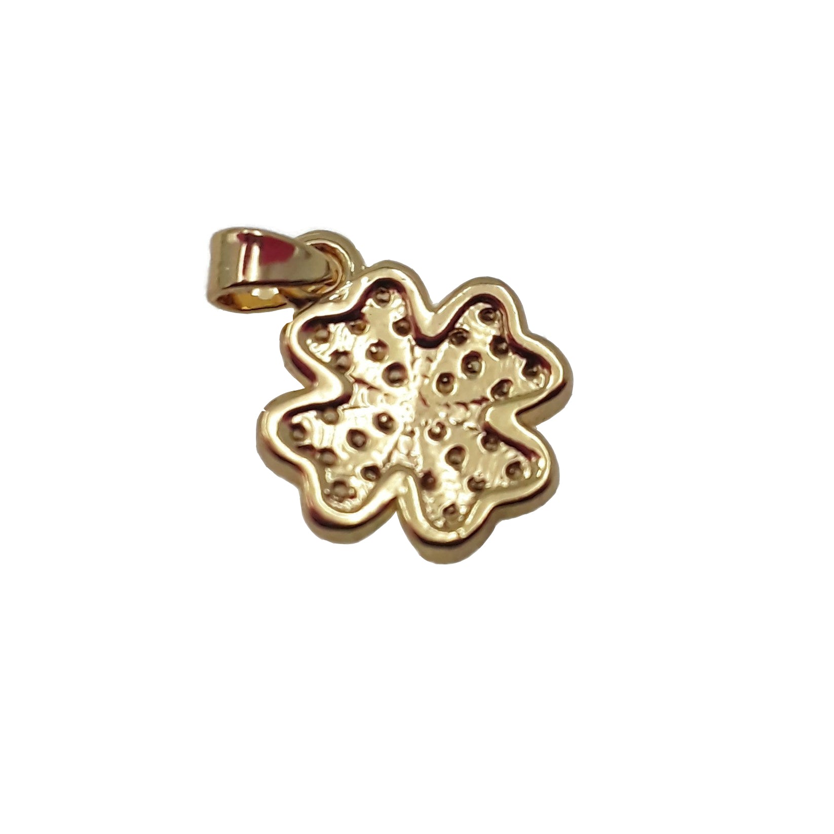 12x12mm Gold Plated Copper Clover Charm with Micro Pave Clear Zircon - Perfect for Jewelry Making, DIY Crafts & Lucky Charm Bracelets