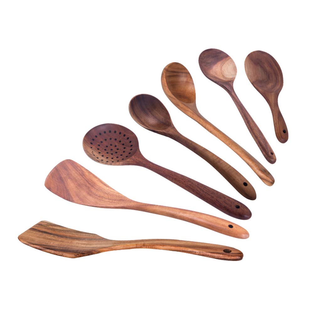 Premium Wooden Kitchen Cooking Utensils Set - 12-Piece Non-Stick Heat Resistant Cookware with Holder - Natural Bamboo Kitchen Gadgets Tools for Baking, Stirring & Serving - Ideal Housewarming Gift for New Homeowners
