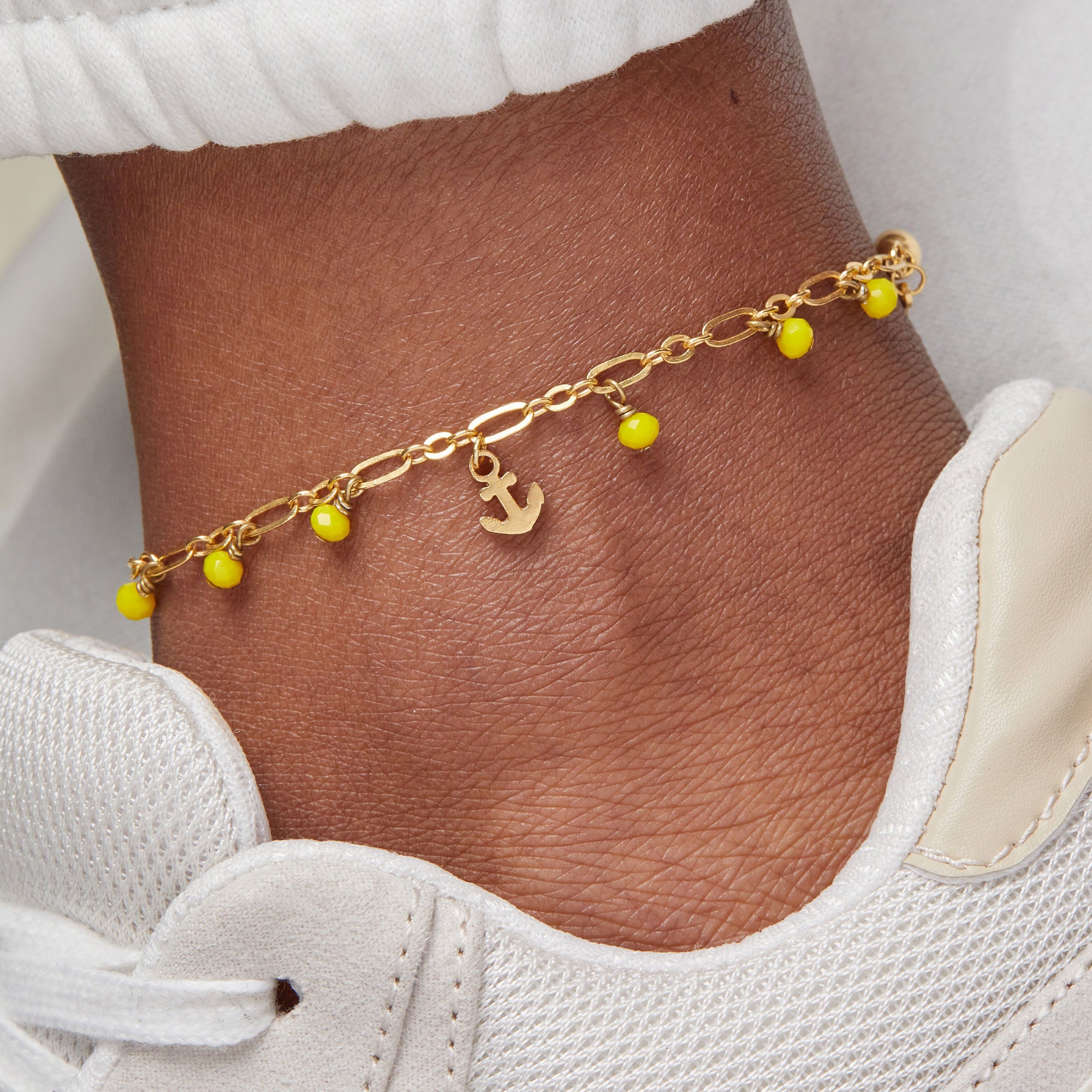 Anchor Beaded Pull Chain Anklet - Stylish Nautical Jewelry for Women - Perfect for Beach, Summer & Boho Fashion