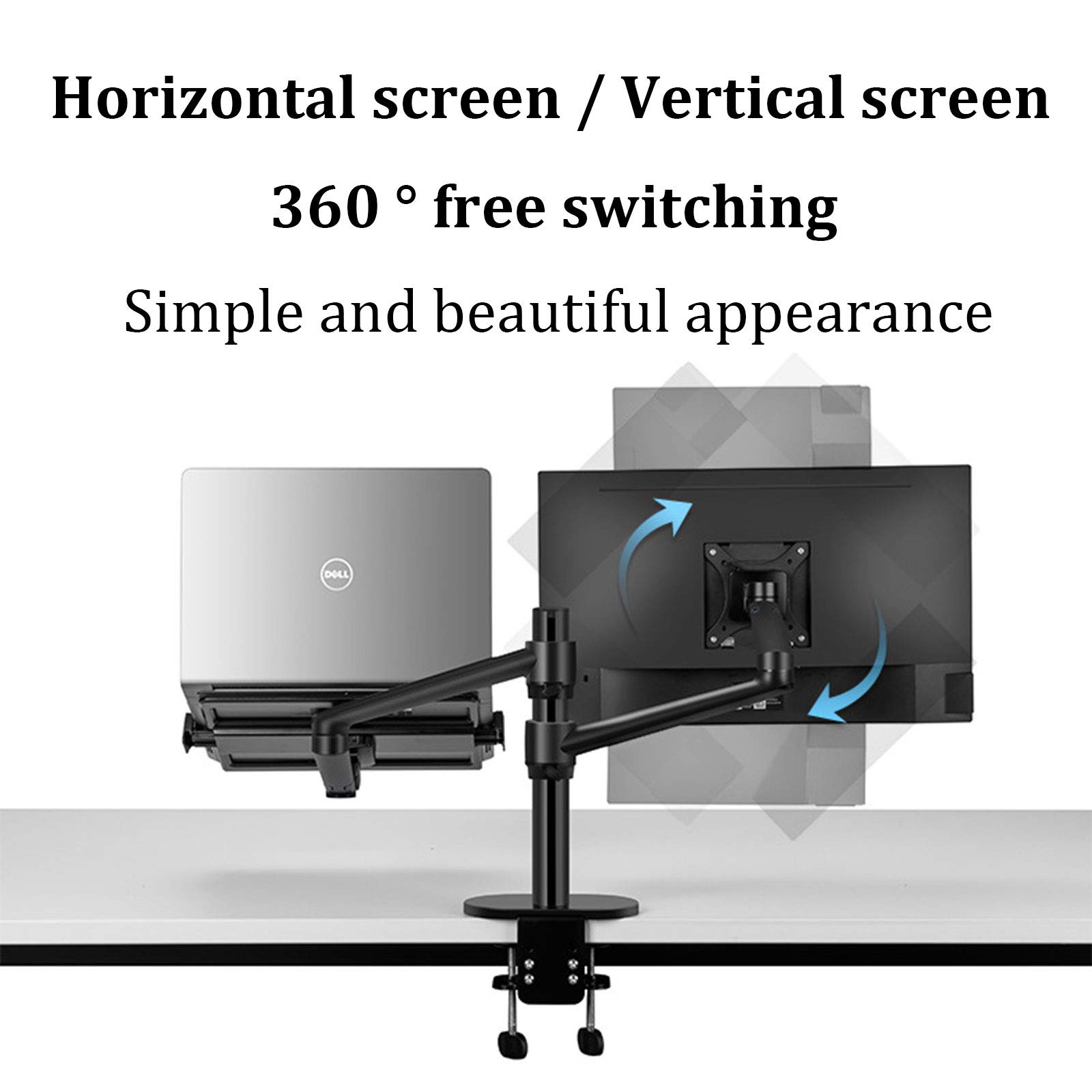ELQ 2-in-1 360° Rotating Heavy Duty Dual Arm Desk Mount for 17-32