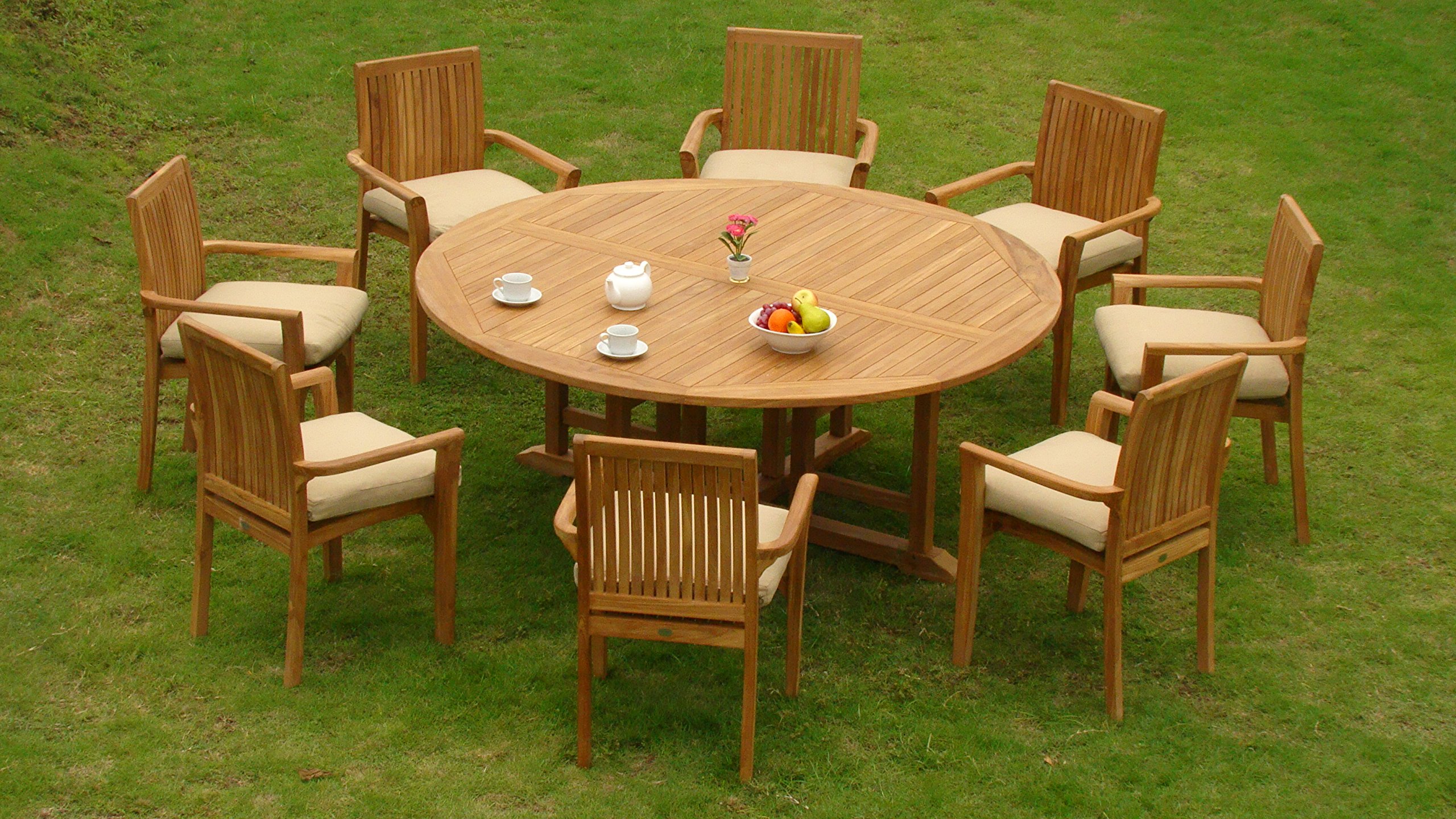 Premium 9-Piece Teak Wood Dining Set - 72