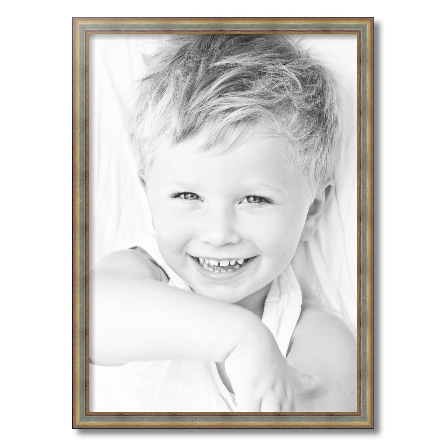 ArtToFrames 20x28 Inch Silver Wood Picture Frame with Gold Accents - Premium Wall Decor for Living Room, Bedroom & Office - WOMD1087-20x28