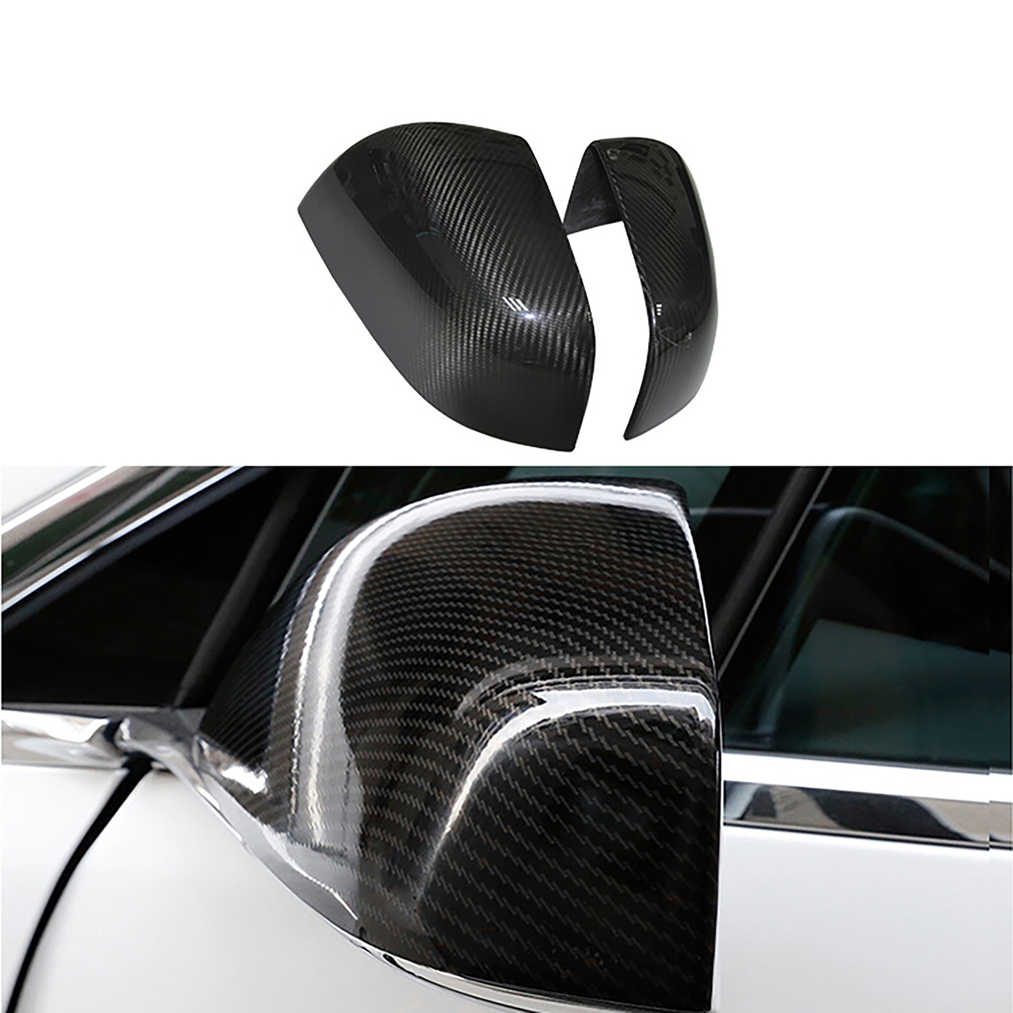 Premium Real Carbon Fiber Mirror Covers for Tesla Model X (2016-2025) - Lightweight & Durable Exterior Upgrade - Perfect for Car Enthusiasts & Customization Lovers