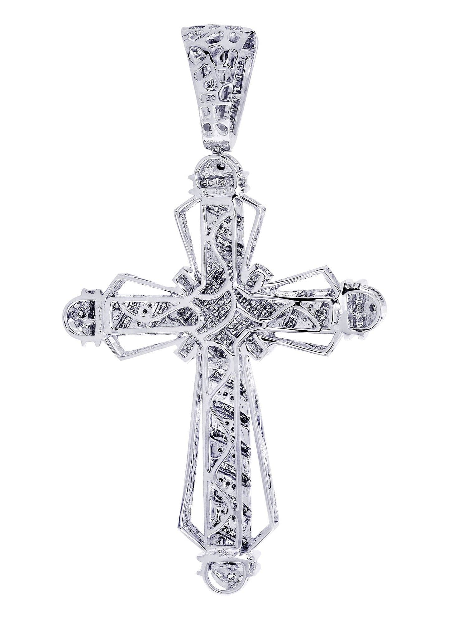 2.1 Carat Diamond Cross Pendant Necklace - 20.53 Grams Solid Gold Religious Jewelry for Women - Perfect for Baptism, First Communion & Special Occasions