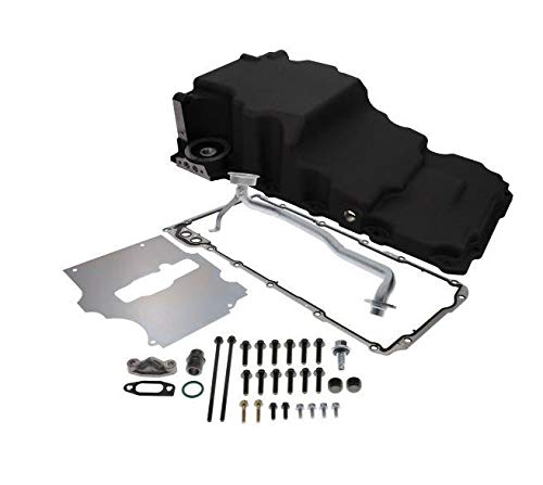 LS High Tuck Retro-Fit Oil Pan with Oil Return Bosses - Black Finish - Performance Upgrade for Classic Cars & Hot Rods