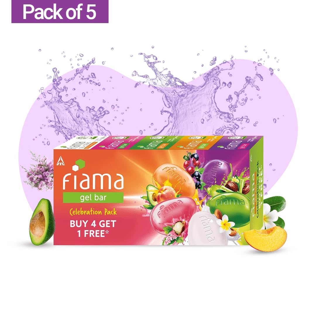 Fiama Gel Bar Celebration Pack - 5 Unique Scented Gel Bars (125g Each) | Buy 4 Get 1 Free | Perfect for Home Fragrance, Gifts & Party Decorations