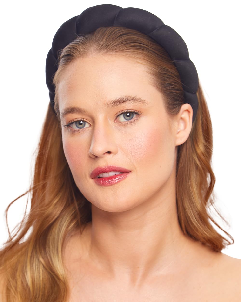 Kitsch Puffy Headband for Women & Girls - Soft Recycled Fabric Hair Accessory for Face Washing, Skincare & Self Care (Black, 1Pc) - Perfect for Spa Days, Makeup Routine & Relaxation at Home