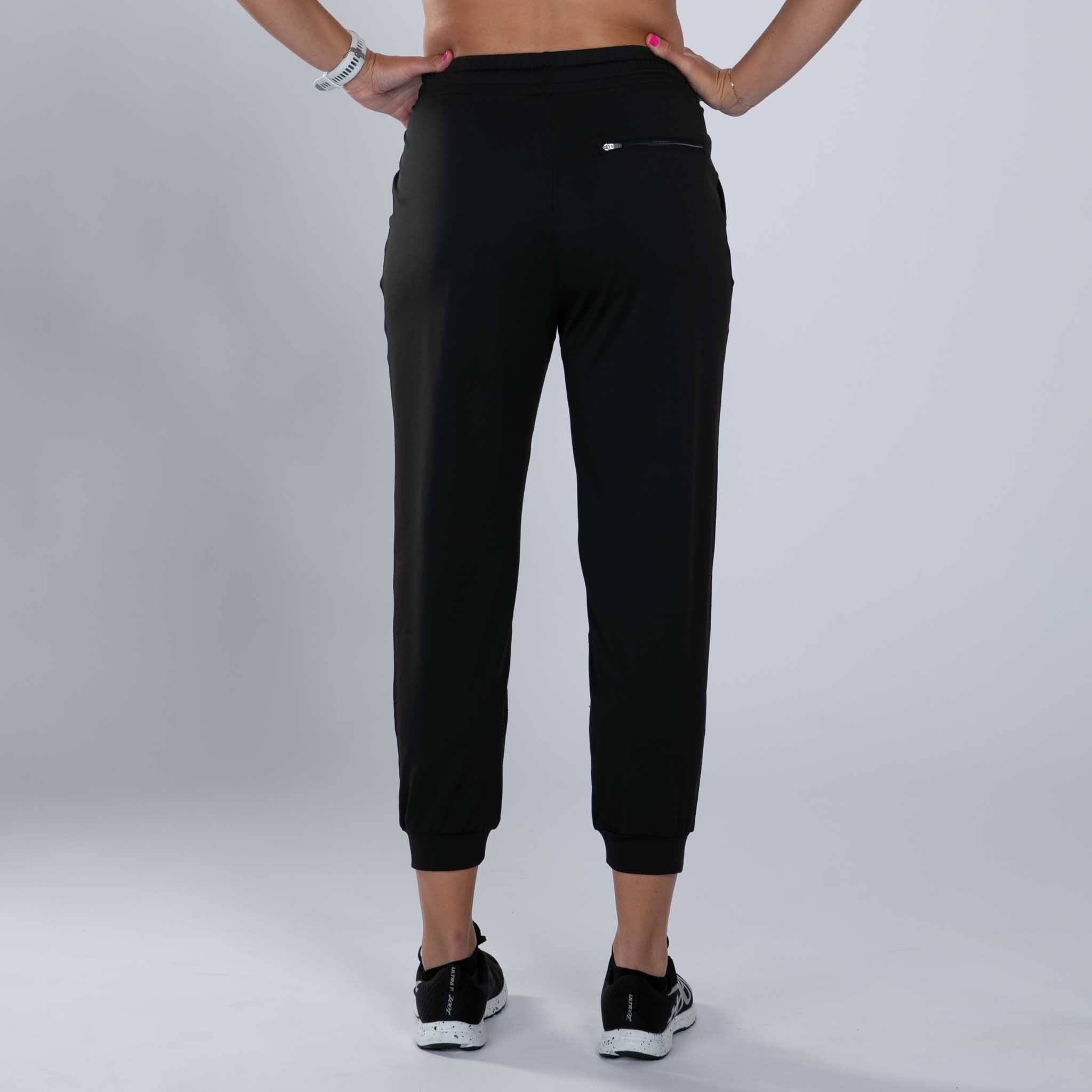 Women's High-Waisted Stretch Jogger Pants - Soft Athletic Lounge Pants for Running, Yoga & Casual Wear - Black