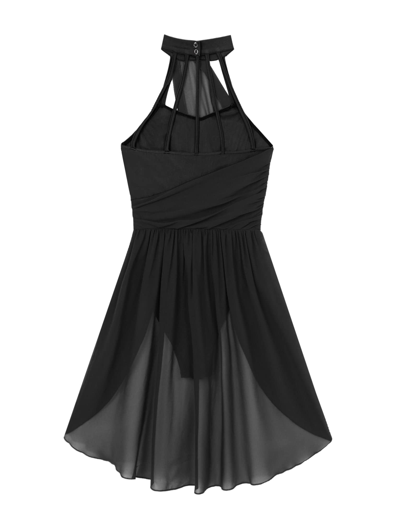 FEESHOW Women's Lyrical Ballet Dance Dress - Halter Neck Leotard for Contemporary Modern Dance Performance, Practice, Competition & Recital Costume