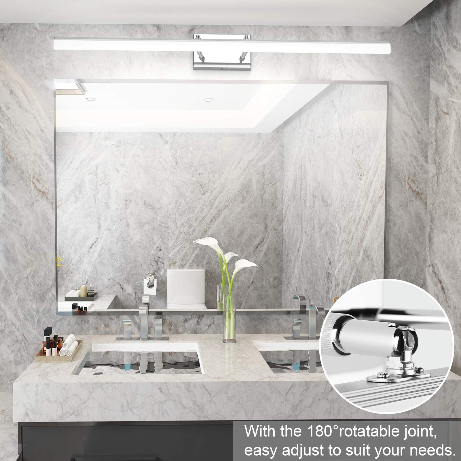 Aipsun 40 Inch Modern LED Vanity Light - Adjustable Bathroom Light Fixture with Chrome Finish, 5500K Daylight - Perfect for Bathroom Mirror Lighting, Dressing Room, and Makeup Area