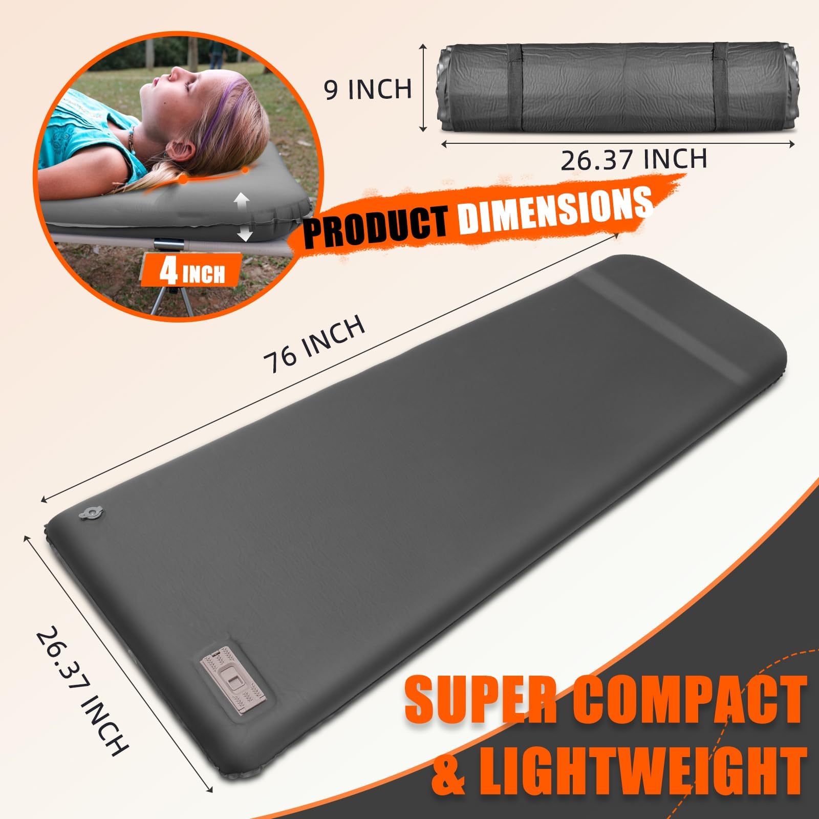 **Self-Inflating Camping Sleeping Pad with Electric Pump - 3.15