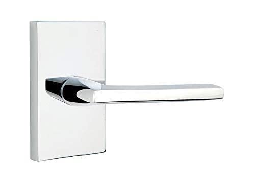 Emtek Privacy Set - Modern Rectangular Rosette with Helios Lever in Oil Rubbed Bronze Finish | Left Hand Door Hardware for Bedrooms & Bathrooms