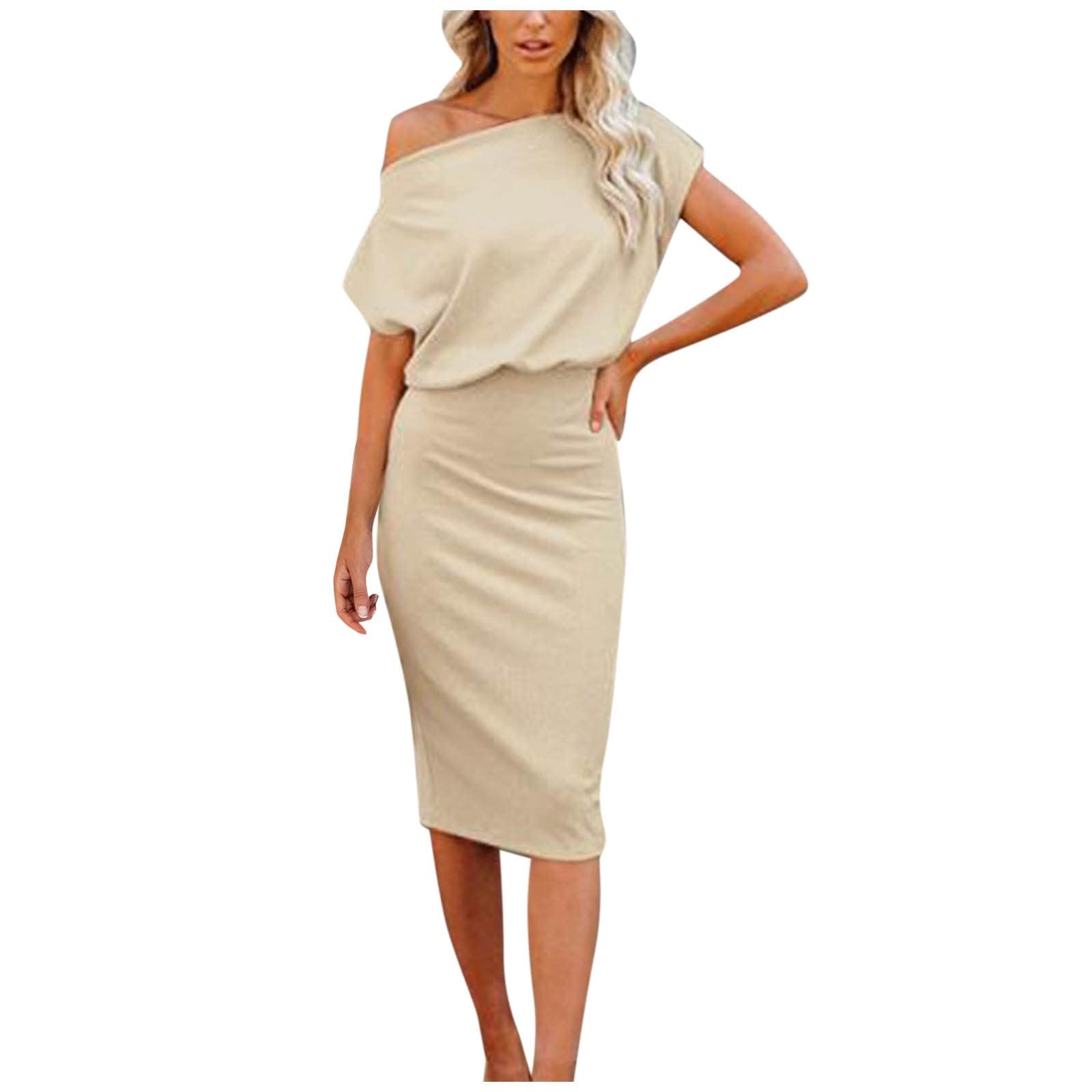 HAOREEKZ Elegant Off-The-Shoulder Wedding Dress for Women - Slim Waist Solid Color Gown with One-Line Neck Design | Perfect for Bridal Ceremonies, Evening Parties & Special Occasions