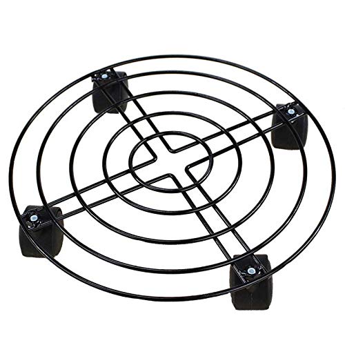Heavy Duty Iron Rolling Plant Caddy with Wheels - 35cm Round Metal Flower Pot Stand for Indoor Outdoor Use - Perfect for Moving Potted Plants on Patio, Garden, or Living Room