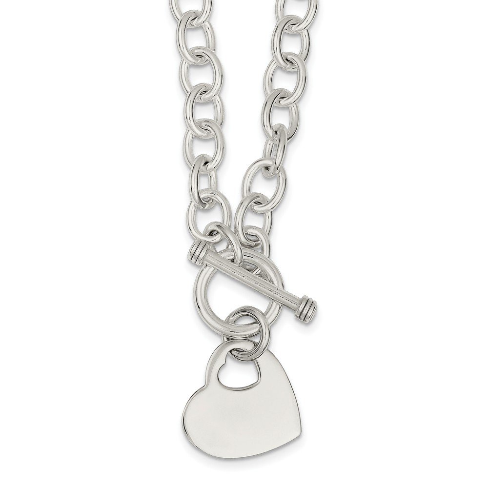 925 Sterling Silver Engravable Heart Pendant Necklace - Personalized Gift for Women, Elegant Toggle Chain for Valentine's Day, Anniversary & Everyday Wear