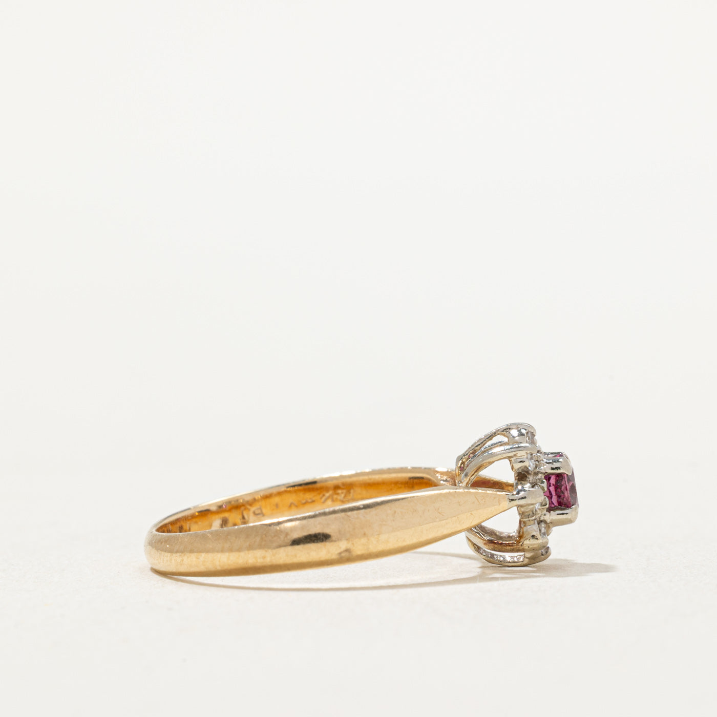 Ruby & Diamond Petal Ring - 0.25ct Center Stone & 0.08ctw Accents - Size 6.25 - Elegant Floral Jewelry for Women - Perfect for Weddings, Anniversaries & Special Occasions