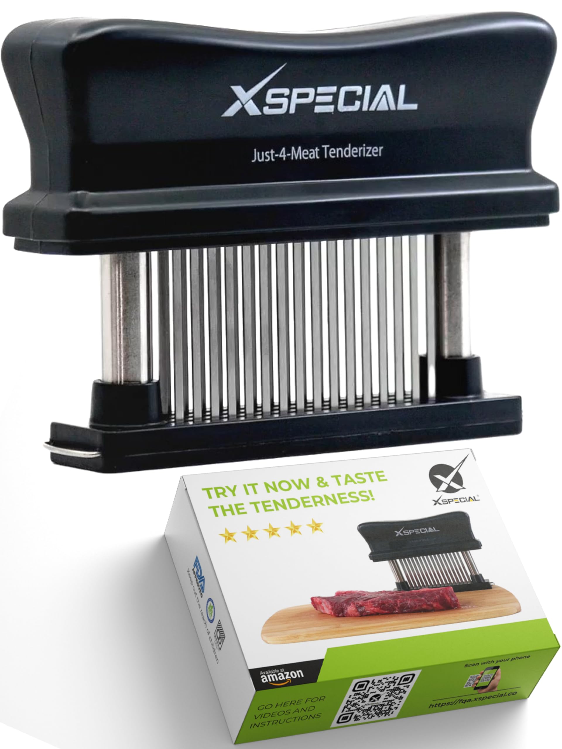 Premium 48-Blade Stainless Steel Meat Tenderizer Tool - Ultra Sharp Needles for Perfectly Tender Steak & Chicken - Heavy Duty Kitchen Gadget Replacement for Meat Hammer/Pounder - Ideal for Grilling, BBQ & Home Cooking