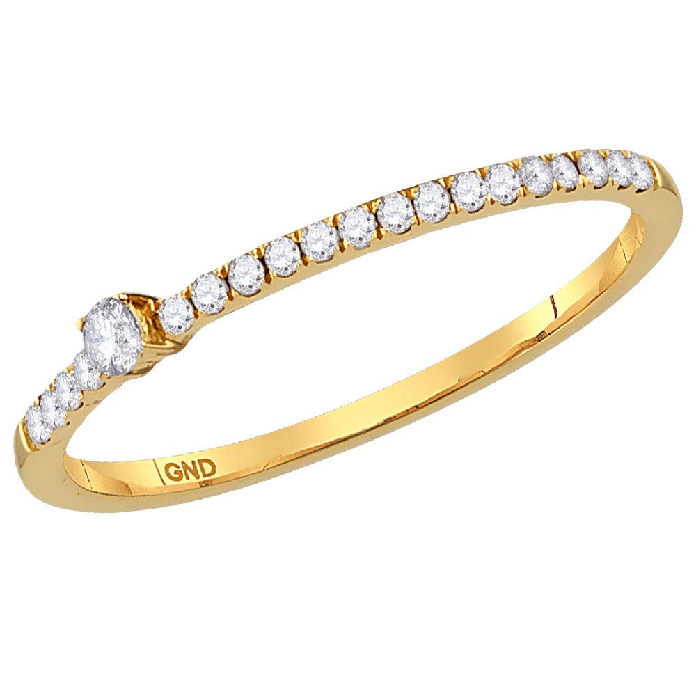 10K Yellow Gold Women's Round Diamond Solitaire Stackable Band Ring - 1/6 CTW Dazzlingrock Collection - Perfect for Everyday Wear, Anniversary Gifts & Bridal Jewelry