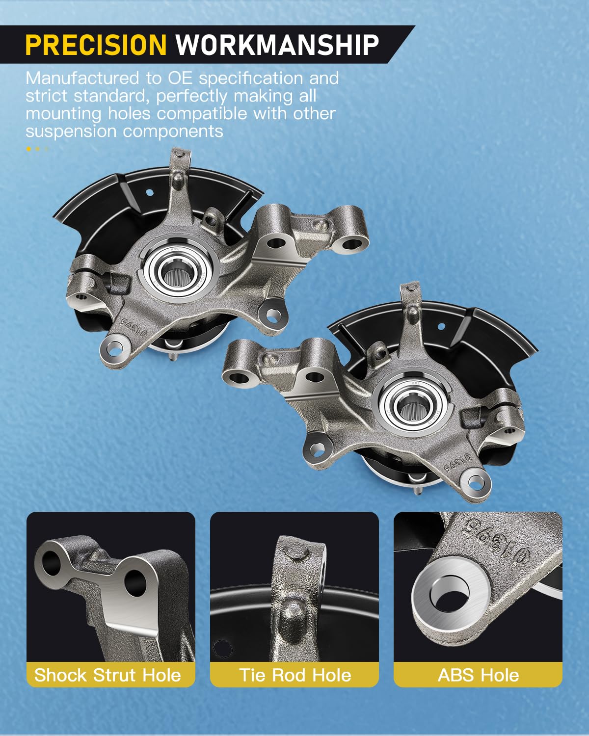 OCPTY Front Steering Knuckles & Wheel Bearing Hub Assembly - Driver & Passenger Side - Compatible with 2007-2010 Ford Edge 3.5L (Part #LK055 LK056) - Perfect for Smooth Steering & Wheel Alignment Repairs