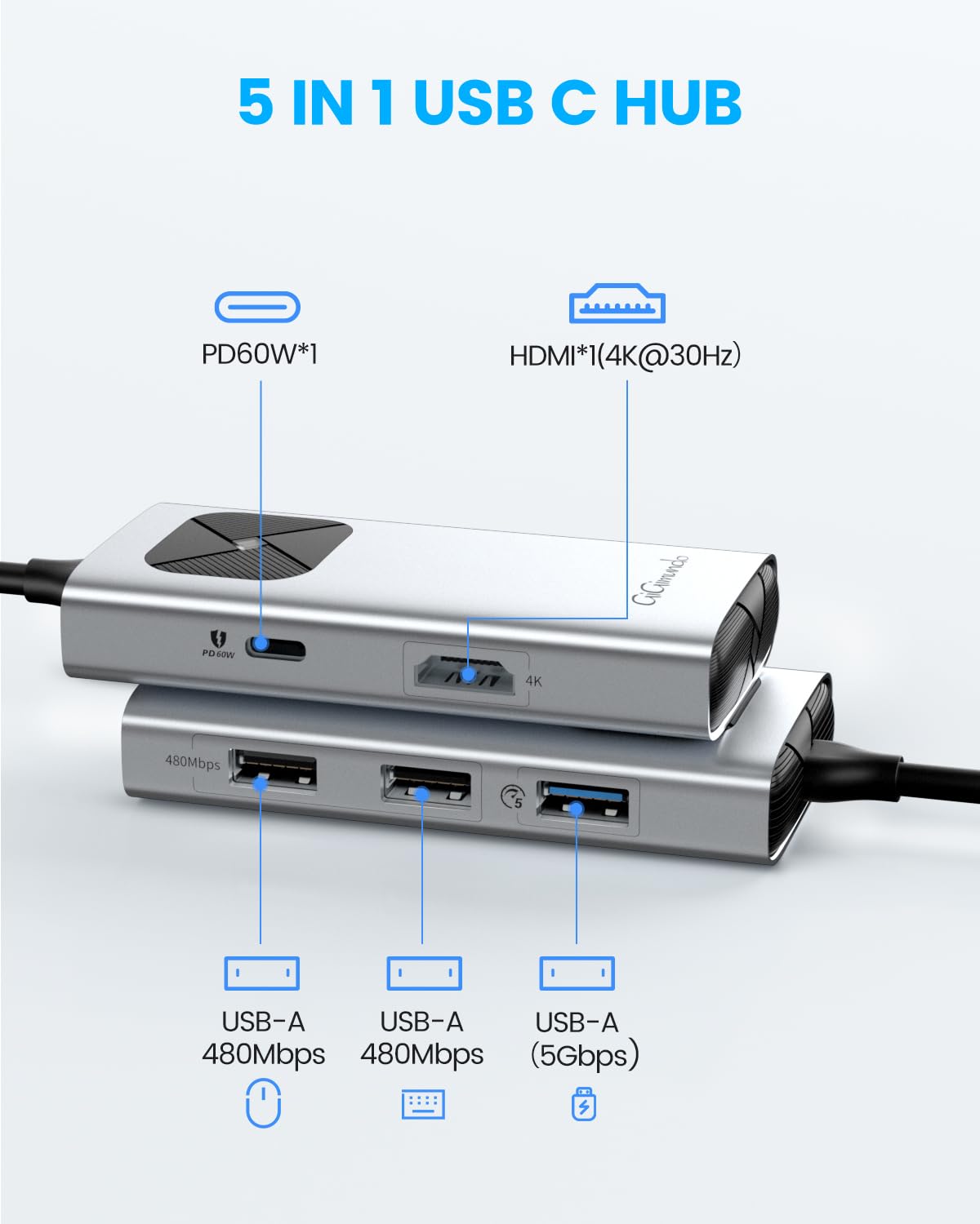 4K USB C to HDMI Adapter with 60W PD Fast Charging - Type C Hub Compatible with MacBook Pro/Air, iPad Pro/Air, Galaxy Phones - Perfect for Home Office, Conference Presentations & Media Streaming