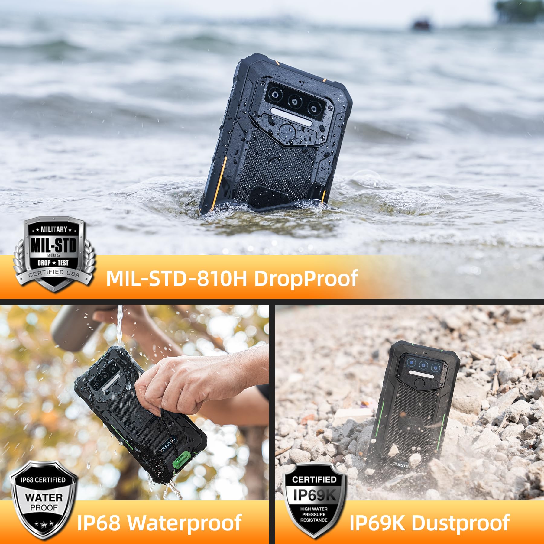 OUKITEL WP23 PRO Rugged Smartphone - 16GB RAM 128GB ROM, 10600mAh Battery, 6.52