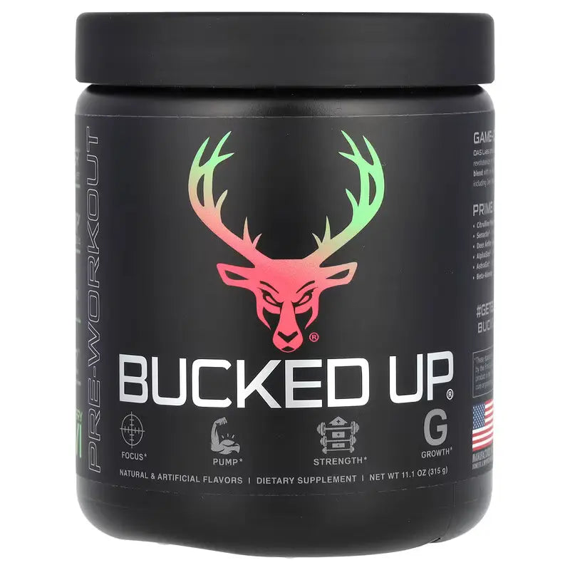 Bucked Up Pre Workout Supplement - 25 Servings (282g) for Energy, Focus & Muscle Pump - Ideal for Gym, Weightlifting & CrossFit Training