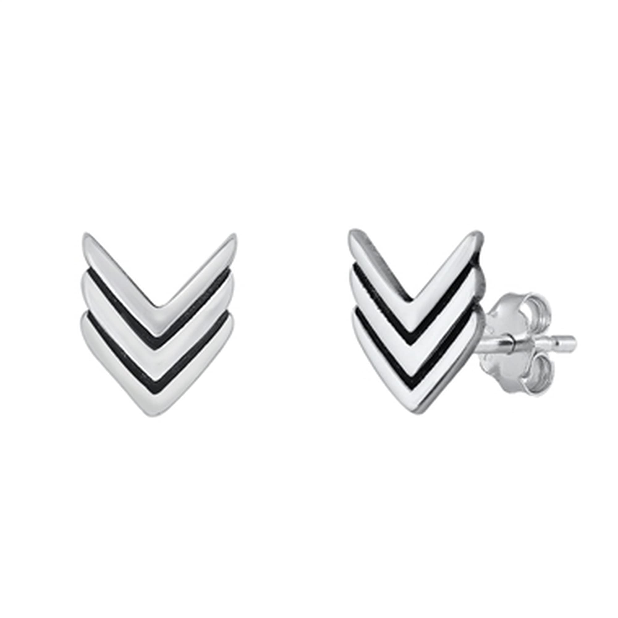 925 Sterling Silver Chevron Stud Push Back Earrings for Women - Hypoallergenic Fashion Jewelry Gift for Her - Perfect for Parties, Weddings & Everyday Wear