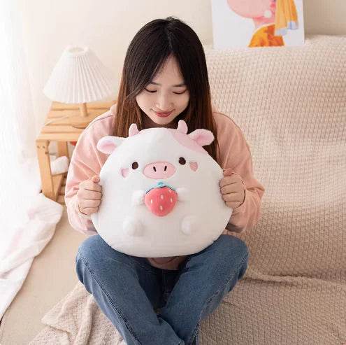 Adorable Kawaii Cow Plushie - Soft Stuffed Animal Toy for Kids & Adults | Perfect for Cuddling, Room Decor, and Gift Giving