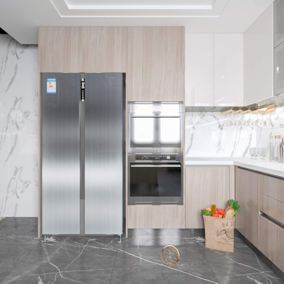 Premium Silver Contact Paper for Refrigerator & Dishwasher - Stainless Steel Metallic Look Peel & Stick Wallpaper | Thickened Waterproof, Oil Proof, Self-Adhesive & Removable | Perfect for Kitchen Backsplash, Cabinet Liners & DIY Home Decor