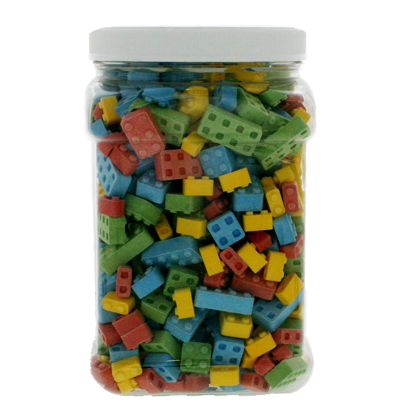 **3LB Candy Blox Bulk Building Blocks - Assorted Colors in 64oz Reusable Square Jar | Party Favors, Birthday Gifts & Classroom Rewards**