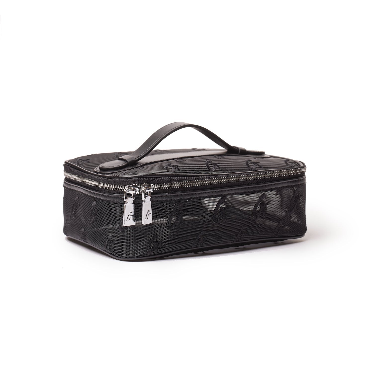 Medium Mesh Monogram Toiletry Bag - Black | Travel Cosmetic Organizer for Women & Men | Perfect for Gym, Vacation & Weekend Getaways