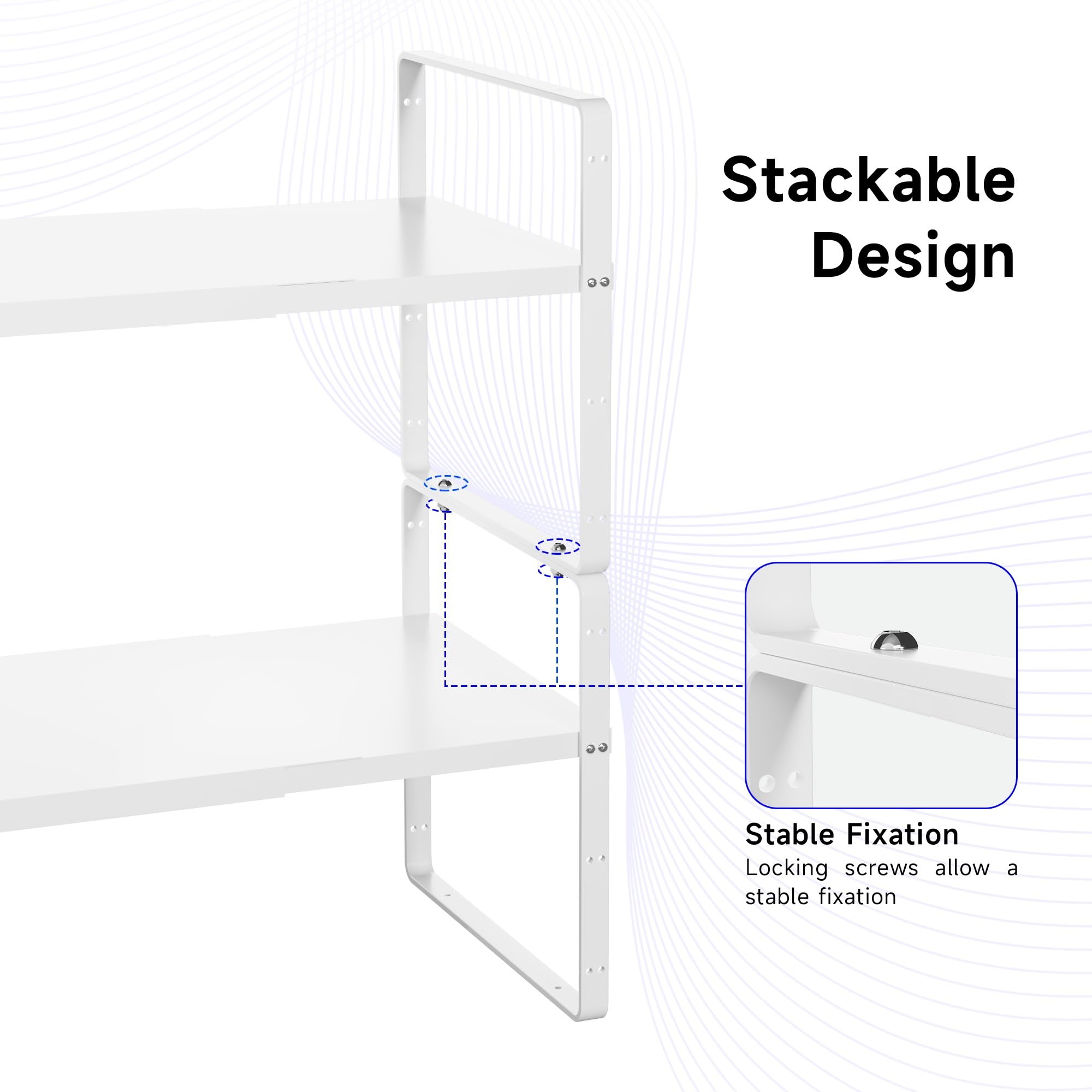 Expandable Cabinet Shelf Organizer - Stackable Kitchen Pantry Storage Rack - Adjustable Closet & Cupboard Organizer - Heavy Duty 80LBS Capacity - White Spice & Counter Organization (1 Pack) - Perfect for Small Spaces & Pantry Organization