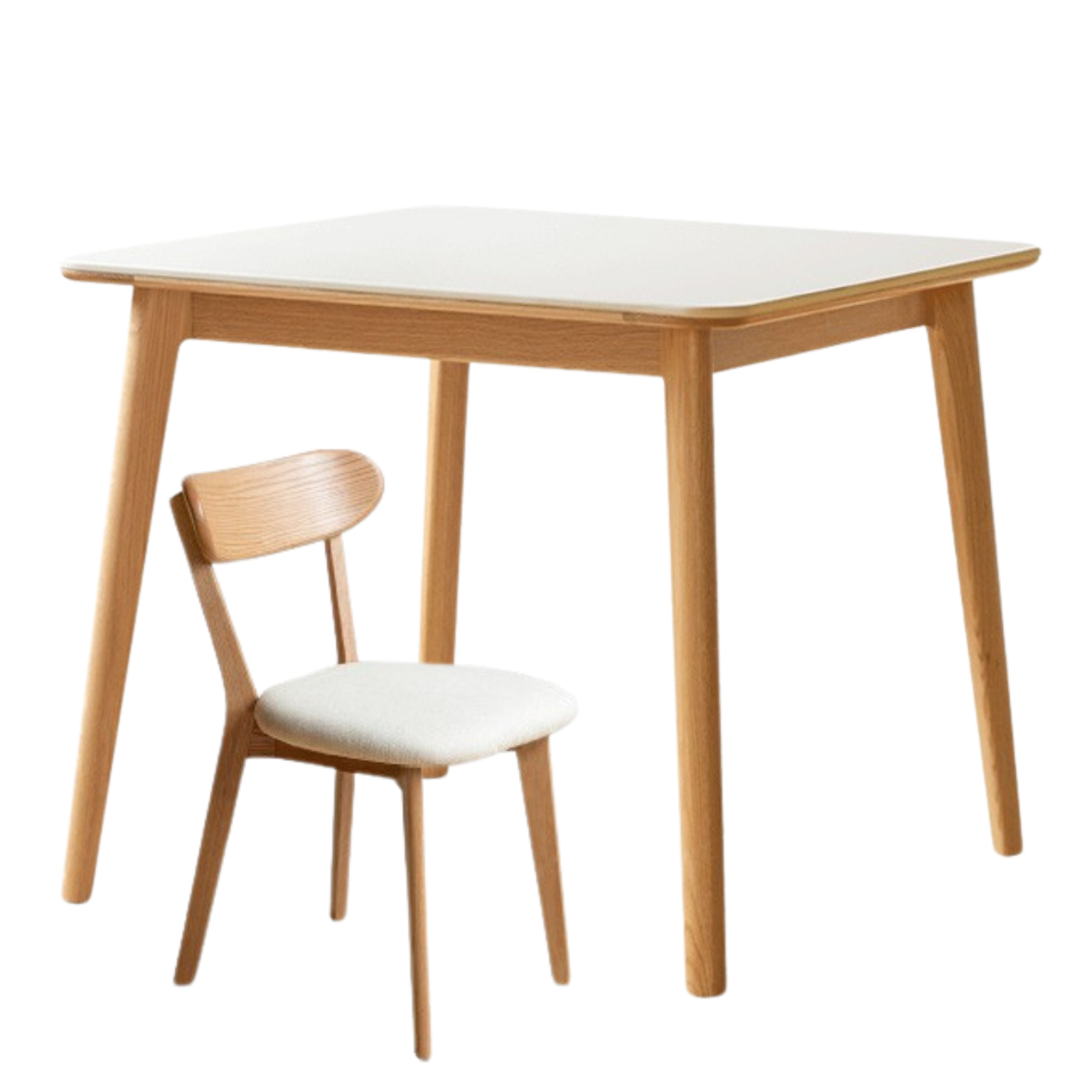 35.4x35.4x29.9 inch / 90x90x76cm / Natural wood Color top White color / rock board dining table