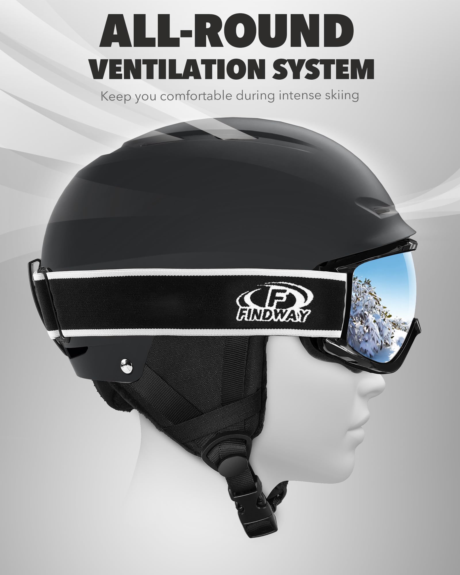 Findway Ski Helmet Set for Adults - Snowboard Helmet with Goggles, Durable ABS Shell & Protective EPS Foam Liner - Winter Sports Safety Gear for Men, Women & Youth - Perfect for Skiing, Snowboarding & Mountain Adventures