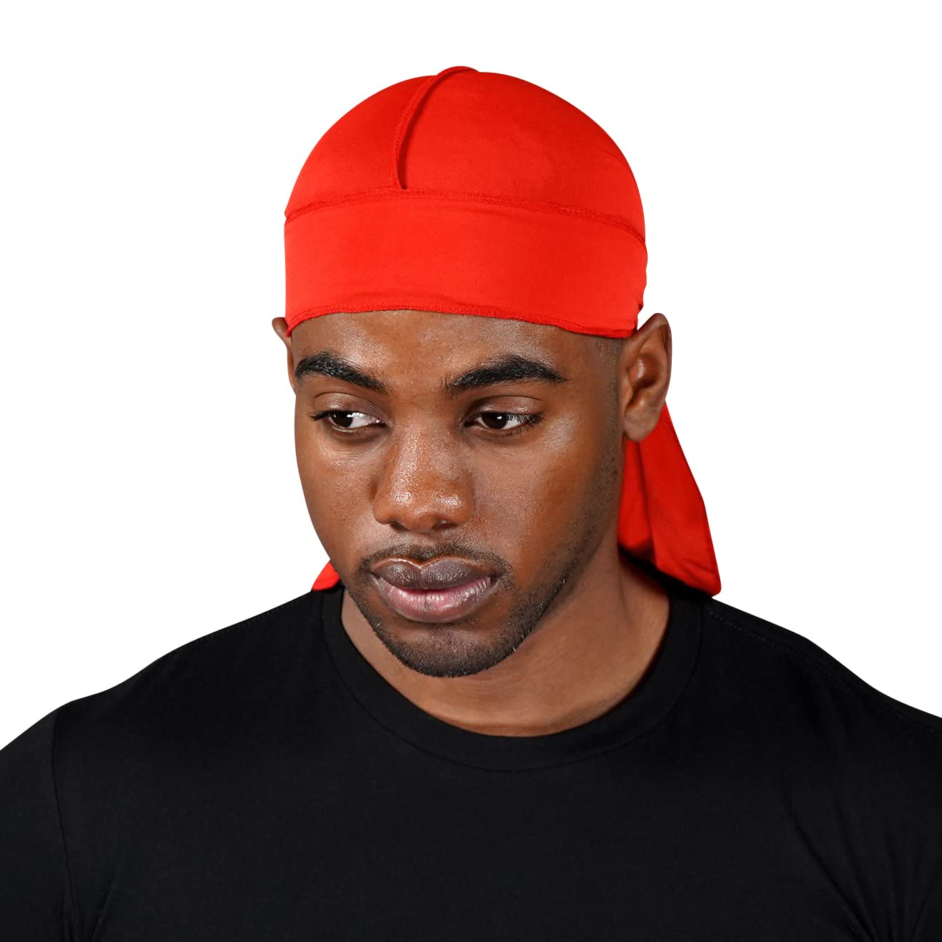 Hue Red Sports Durag for Men - Breathable & Stretchy Headwrap for Athletes, Workout, Running & Gym - Adjustable & Comfortable Headband for Hair Protection & Style