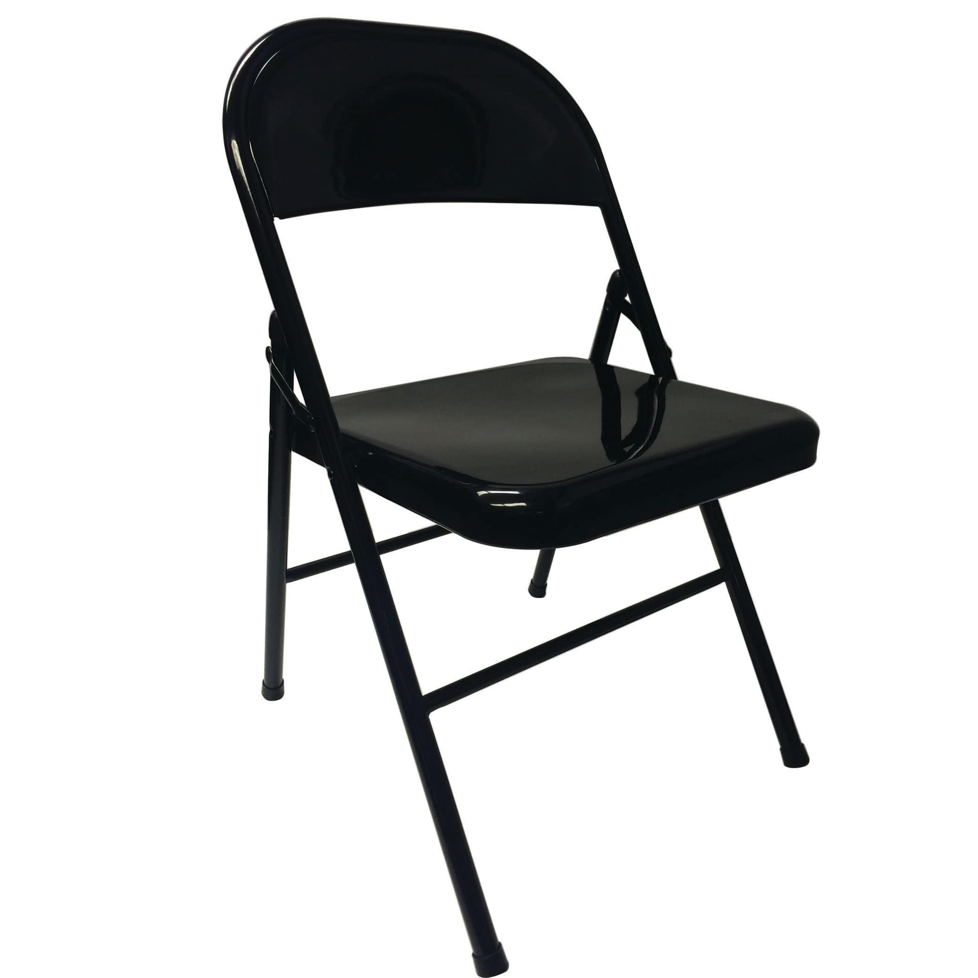 Realspace® 4-Pack Black Metal Folding Chairs - Heavy Duty Stackable Event Chairs for Weddings, Parties, and Home Use