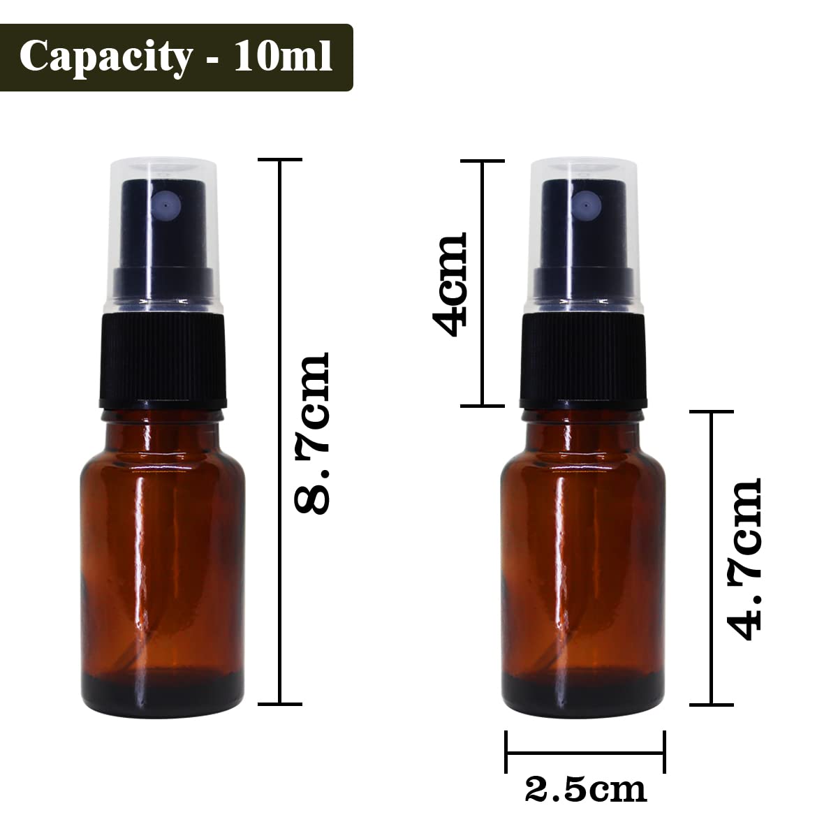 NSB Herbals 10ml Refillable Amber Glass Fine Mist Spray Bottles with Leak-Proof Pump - Perfect for DIY Perfume, Essential Oils, Aromatherapy Blends, Facial Mists & Beauty Products (3-Pack) - Ideal for Travel, Home Spa & Skincare Routine