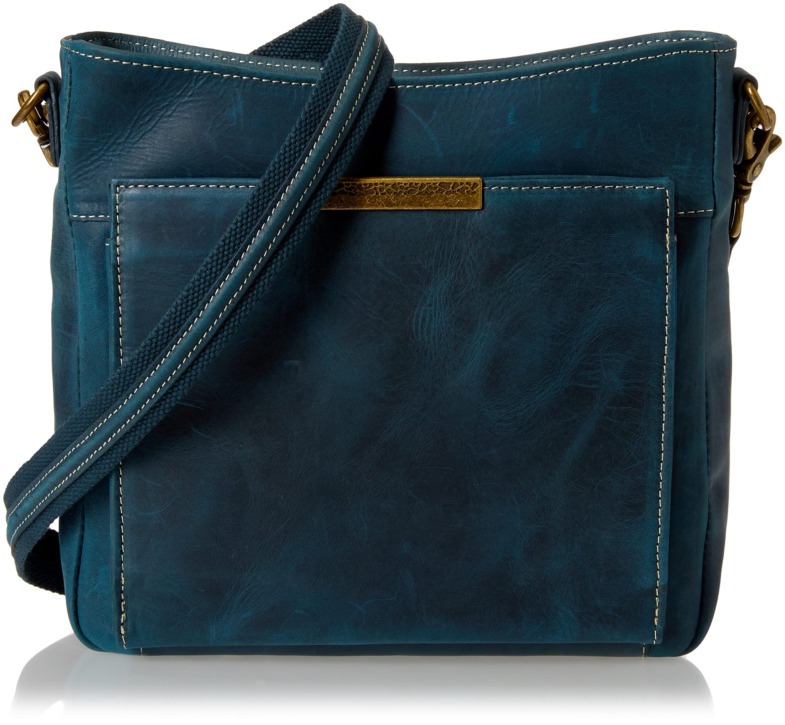 Gun Tote'n Mamas Women's Concealed Carry Crossbody Bag - Distressed Buffalo Leather Organizer (Blue, Medium) | Perfect for Everyday Carry, Travel & Outdoor Activities