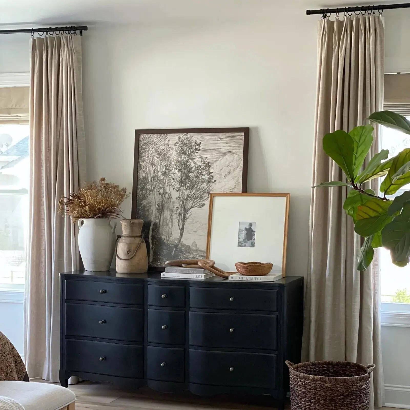 Luxury Linen Cotton Pleated Curtains - Blackout Drapes for Living Room & Bedroom - Elegant Home Decor Window Treatments