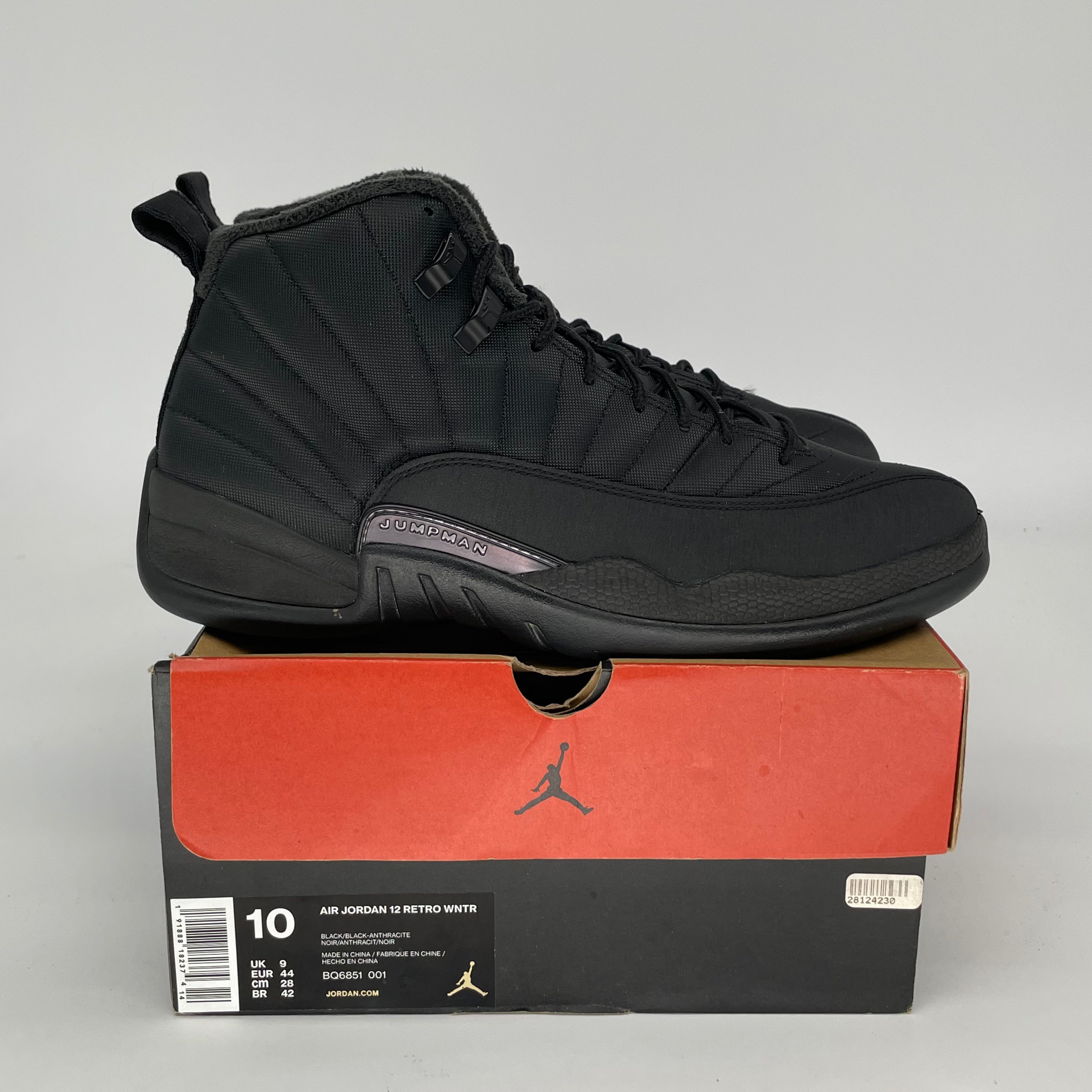 **AIR JORDAN 12 Winter Black Men's Basketball Shoes - Size 10 & 11.5W (BQ6851-001) - Perfect for Streetwear & Casual Outfits**