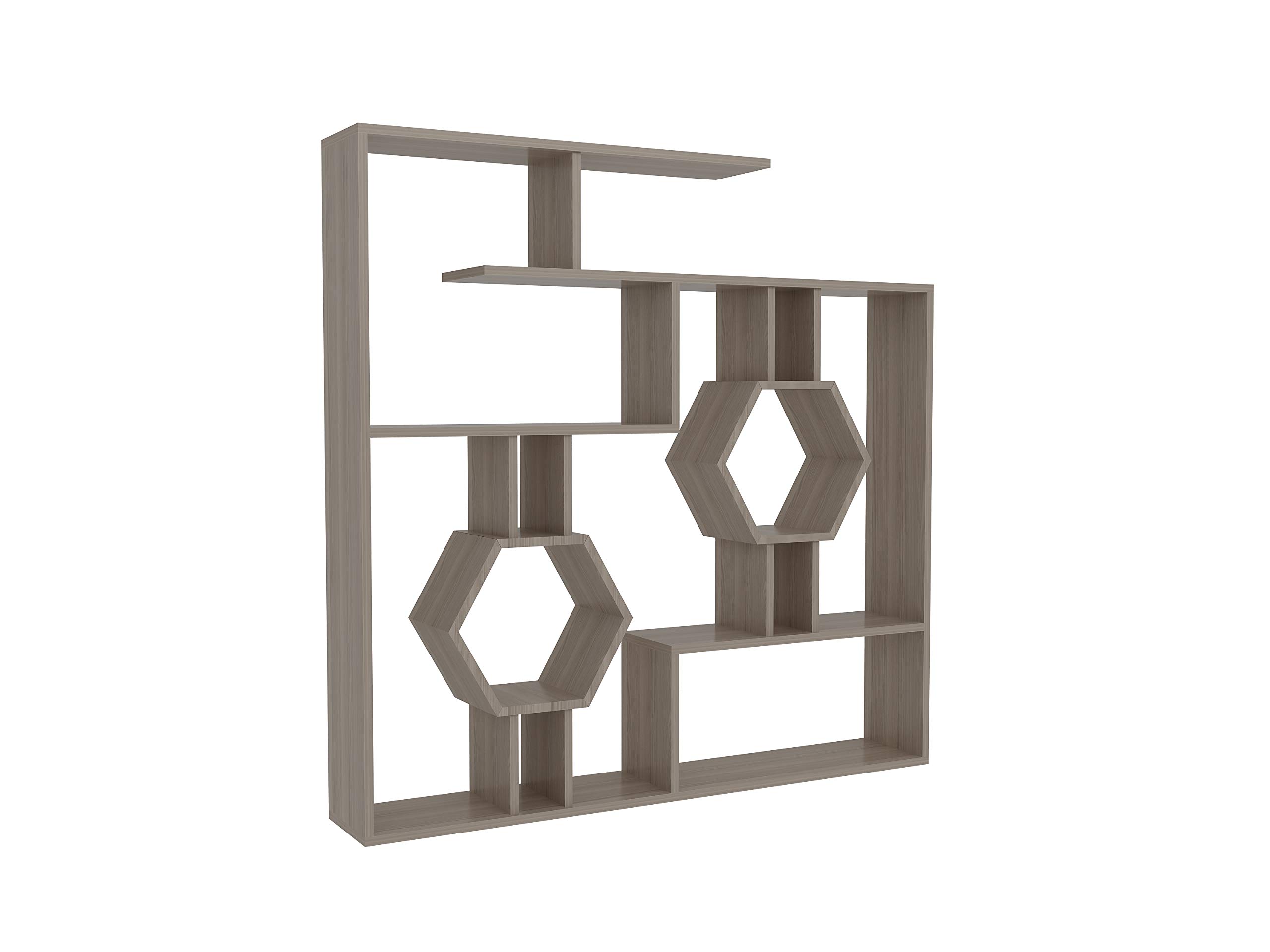 Decorotika Tamara Geometric Bookcase - Modern Cubic Bookshelf Storage Unit in Cordoba Oak Finish | Perfect for Living Room, Office & Bedroom Organization